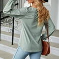 thumbnail image 7 of Baberdicy Womens Tops Women's Long Sleeve T Shirt Fashion Crew Neck Tops Solid Color Casual Blouses Plus Size Tops for Women Green, 7 of 7