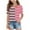 Pink, variant on jobturf Girls Shirts Patchwork Color Block Striped Puff Short Sleeve Blouses Holiday Beach Vacation Basic Tees Summer Tops Size 4-15 Years