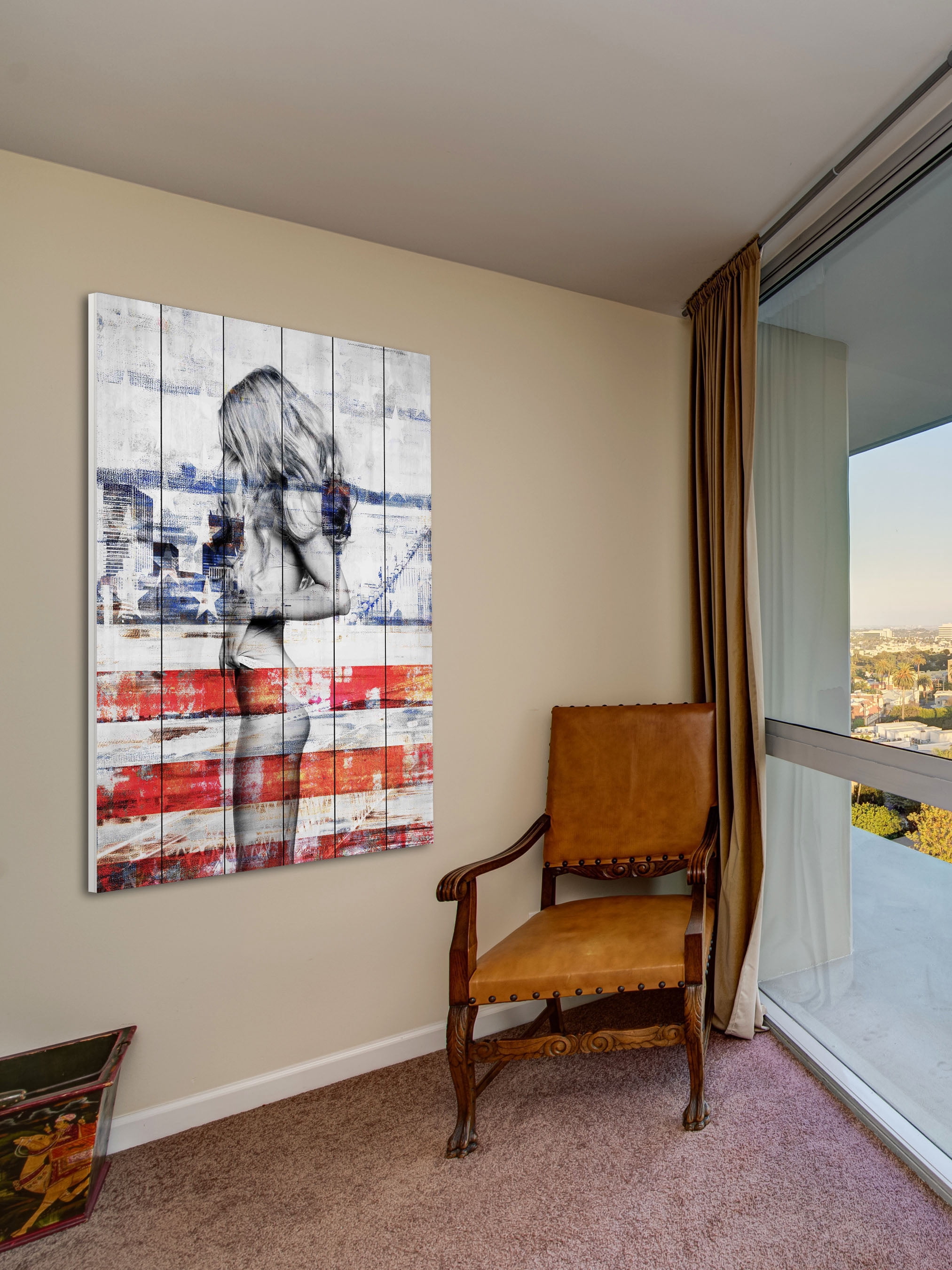 Parvez Taj Behind the Stripes White Wood Wall Art, 12" x 8"