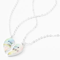 Claire's Best Friends Cosmic Heart Charm Split Pendant Necklaces - 2 Pack, Silver-Tone
