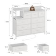 thumbnail image 6 of 9-Drawers Dresser with Power Outlets, Metal Frame and Fabric Drawers for Bedroom, Wood Top Cabinet for Closet, Nursery, White, 6 of 7