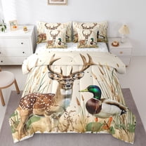 Feelyou Deer Duck Twin Bedding Sets 7-Piece, Rustic Western Cabin Bedding Comforter Set