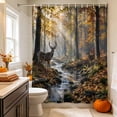 thumbnail image 3 of Forest Deer Shower Curtain Set - Standard 72" x 72" Washable Bathtub Curtain with 12 Hooks, Modern Country Trees Branch Elk Landscape Waterproof Fabric Stall Shower Curtains for Bathroom Décor, 3 of 8
