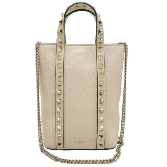 Pre-Owned Valentino Garavani Rockstud Women's Handbag Leather White (Good)