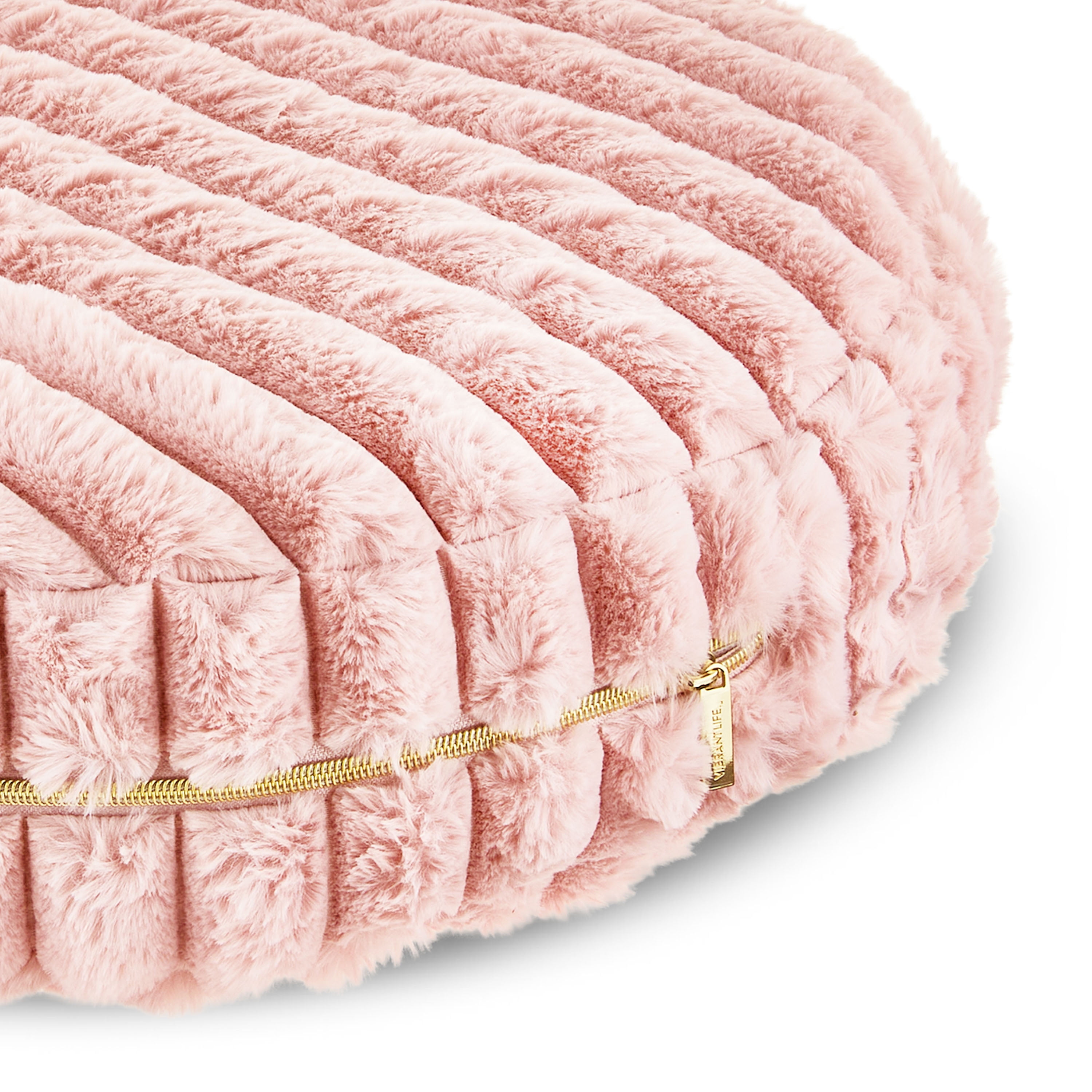 Vibrant Life Small Round Ribbed Orthopedic Dog Bed, Pink, 22"