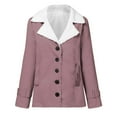 thumbnail image 4 of Plush Coat for Women Womens Plush Overcoat Casual Solid Long Seeve Button Down Lapel Outerwear Warm Thickened Soft Fleece Lined Jacket with Pocket Winter Plush Coat, 4 of 5