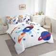 thumbnail image 3 of Erosebridal Rocket Bedding Twin Size,Planet Comforter Sets With Sheets,Blue White Stars Bedding Sets Twin Size, Microfiber Room Decor,7Pcs, 3 of 5