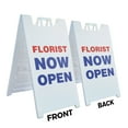 thumbnail image 3 of Florist Now Open 24" x 36" Double Sided A-Frame Sidewalk Sign Includes 2 Plastic Inserts Foldable Portable White Signicade Sandwich Board Grand Opening Floral Arrangements Retail, 3 of 6