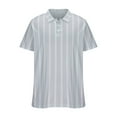 thumbnail image 3 of Chemise à Manches Courtes pour Hommes, Imprimé Rayé Décontracté avec Col Rabattu, Mélange Léger de Polyester pour Confort Quotidien et Port Polyvalent, 3 of 5
