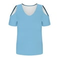 thumbnail image 4 of Mittory Womens Cold Shoulder V Neck T Shirts Casual Loose Basic Summer Tees Blouse, 4 of 7