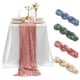 thumbnail image 1 of Camino de mesa de gasa bohemio | Poliéster romántico transparente | 35x118 in | Reutilizable, textura arrugada | Decoración para la fiesta de aniversario de la fiesta de boda | Azul, Verde, Rosa, 1 of 6