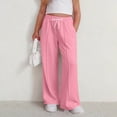 thumbnail image 2 of TOWED22 Girls Sweatpants Front Seam Drawstring High Waist Wide Leg Sweat Pants Baggy Causal Kids High Waisted(Pink,5-6 Y), 2 of 5