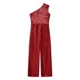 thumbnail image 4 of Kaerm Kids Girls Sparkle Sequin Gymnastics Dance Leotard One Shoulder Sleeveless One Piece Unitard Burgundy 8, 4 of 6