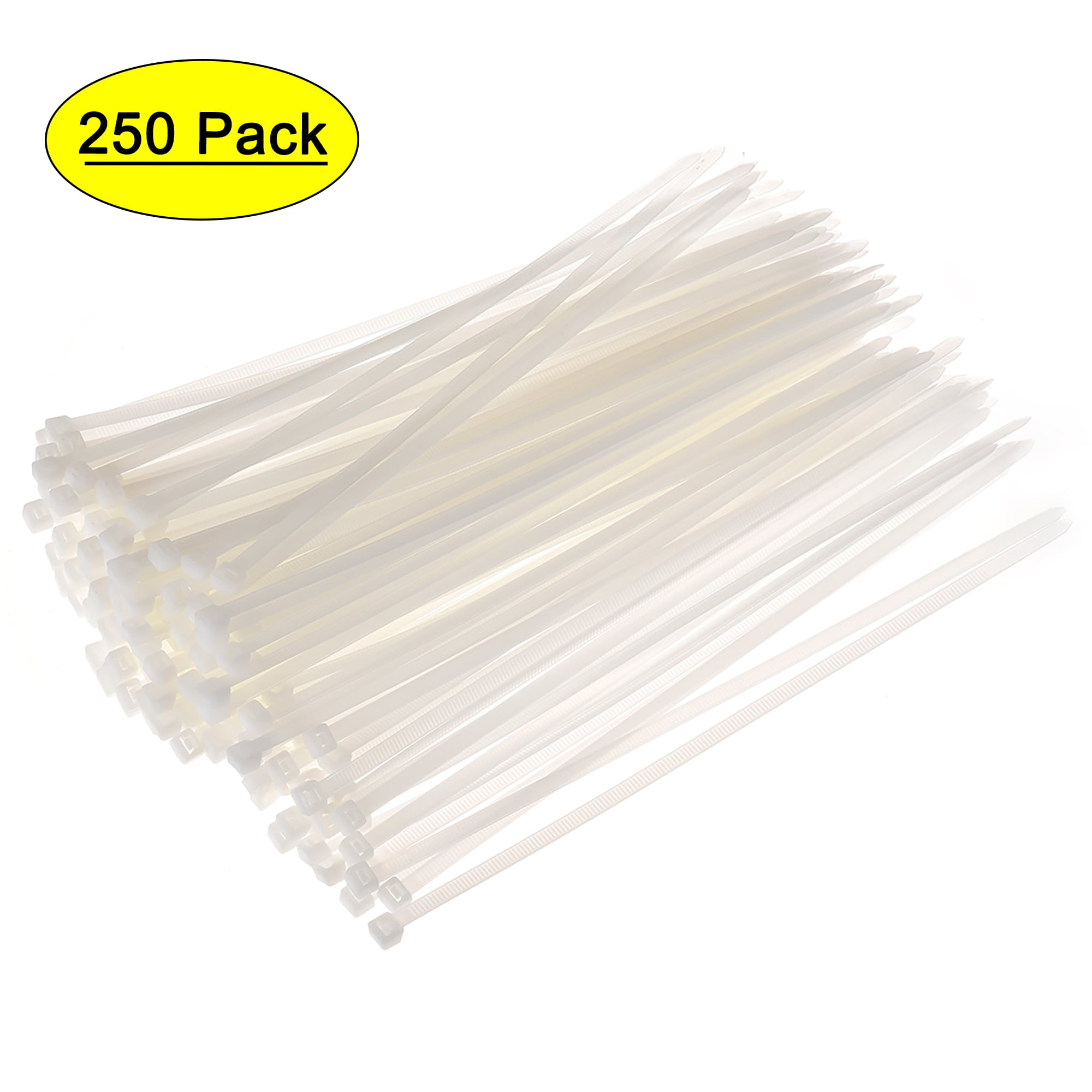Uxcell Cable Zip Ties Flexible Cable Tie Wraps Self-Locking Nylon 9.84' x 0.11' White 250pcs