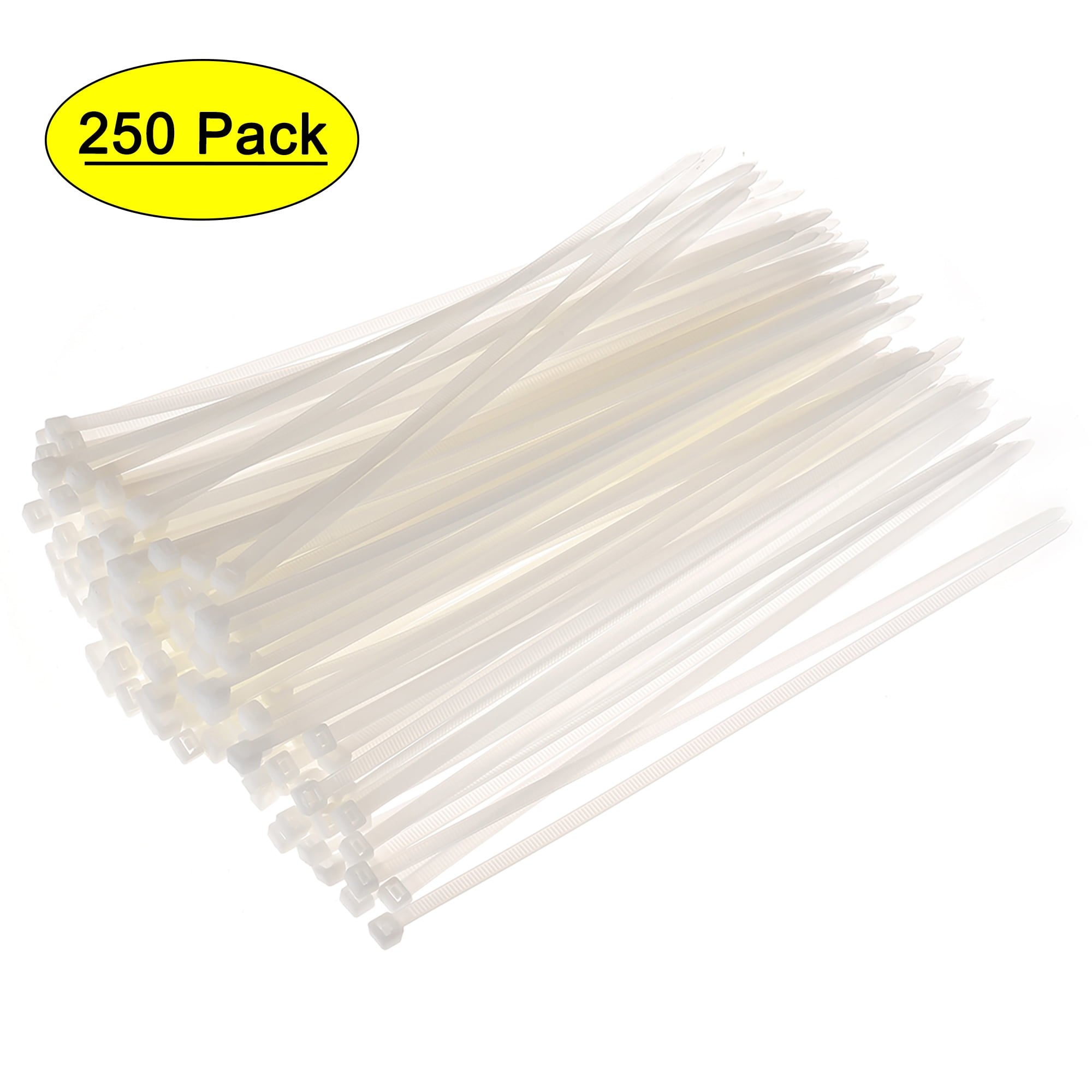 Uxcell Cable Zip Ties Flexible Cable Tie Wraps Self-Locking Nylon 9.84" x  0.11" White 250pcs - Walmart.com