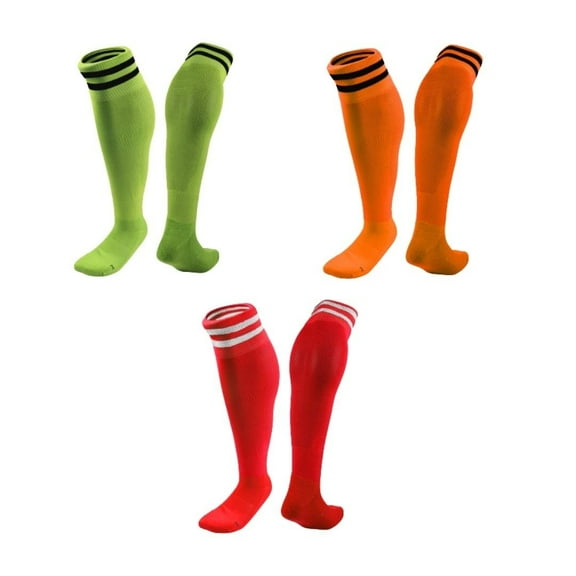 Lian LifeStyle 3 Pairs Knee High Sports Socks for Soccer, Softball, Baseball, Soccer, and Many Other Sports XL002 Size XS Green,Orange,Red