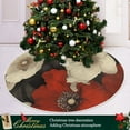 thumbnail image 2 of White Flowers and Red Flowers Christmas Tree Skirt Stand Mat Waterproof Floor Protection Mat for Holiday Decoration, 2 of 6