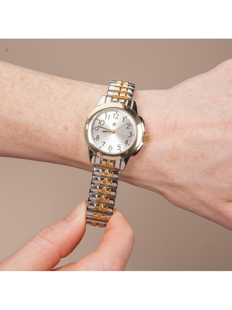 Steel Two-Tone Quartz Movement Watch with Stretch Band  display picture 3