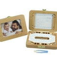 thumbnail image 1 of Baby Tooth Box Wooden  House Children Baby Teeth Drop Box hoto Frame Teeth Hair Storage Container Holder Saver Memorial Box with Various Accessories, 1 of 8