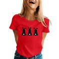 thumbnail image 1 of TSADFHJI Tank Tops for Women Built in Bra Full Support Womens Spring Summer Rabbit Printed Short Sleeve O Neck T Shirt Top Xxl Red, 1 of 5