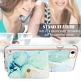 thumbnail image 3 of For iPhone 7 / 8 / SE 2022 & 2020 Marble Patterned Case with Card Holder, Back Folio Kickstand PU Leather + Soft Crystal Bumper Edge, Magnetic Clasp Back Cover,Green, 3 of 6