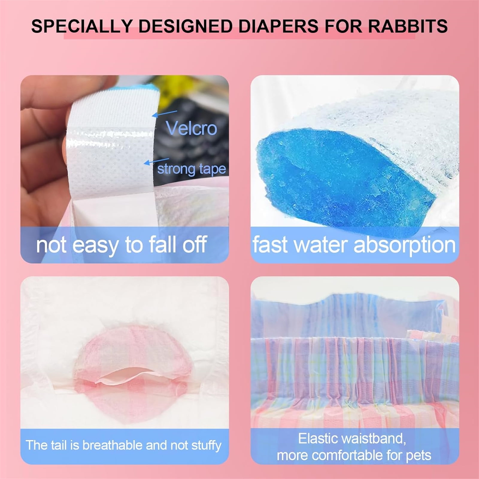 Disposable Rabbit Diapers,Small Pee Pads,with Rabbit Suspenders for Diapers Female,Squirrel Diapers,for Bunny Guinea Pig Kitten Hedgehog Sindoor and Outdoor Activities.(10PCS)