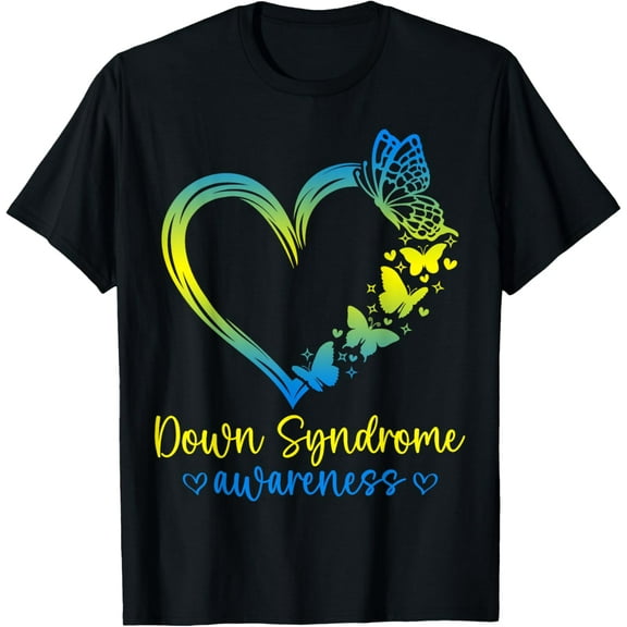 We Wear Blue and Yellow Down Syndrome Awareness T-Shirt men and women can wear, black, white, gifts