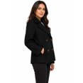 thumbnail image 3 of Women's Classic Soft Felt Short Peacoat Long Sleeve Solid Coat, 3 of 6