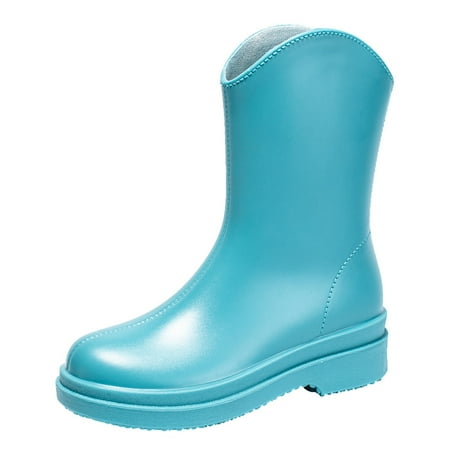 

SEMIMAY Simple Style Snow Boots Women Non Slip Detachable With Cotton Inside Rain Boots Outdoor Rubber Water Shoes Blue