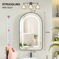 thumbnail image 4 of Hironpal Medicine Cabinet with Mirror,17" x 27" Arched Bathroom Mirror Cabine with 3-Color Light,Recessed/Wall Mounted,Black, 4 of 8