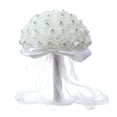 thumbnail image 1 of Ramo de boda para novia, flor blanca artificial para boda, ramo de rosas artificiales para damas de honor, 1 of 9