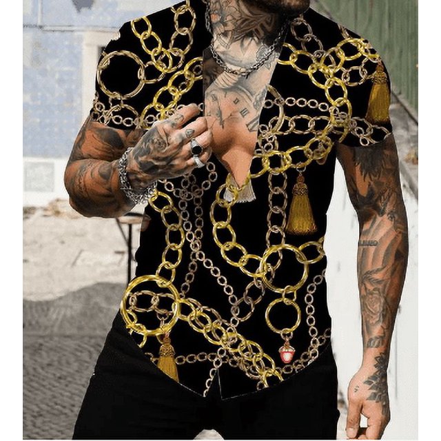 Chemise à Manches Courtes Style Britannique Décontractée Imprimée 3D d'Été pour Hommes