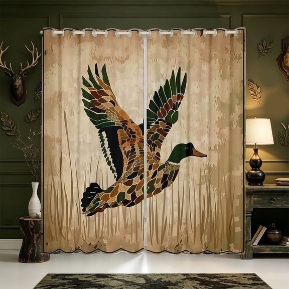 Manfei Rustic Animal Mallard Blackout Curtains,Farmhouse Bird Window Curtains Pack of 2 (38x45 Each)
