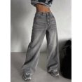 thumbnail image 6 of Vintage Light Gray Washed Wide Leg Jeans Women High Waist Loose Fit Extra Long Trousers Fall Winter Fashion Casual Streetwear Style Straight Leg Jeans For Women, 6 of 6