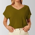 thumbnail image 2 of Vetement Femme ete 2025 Women's Fashion Casual V Neck Solid Color Short Sleeved Top T Shirt Short Women T Shirts Women Violet Shirt Women's Long Sleeve Shirts Ladies Workout Womens Log Sleeve L, 2 of 4