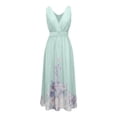 thumbnail image 4 of SONXAHE Women's Floral Print Maxi Dress Sleeveless Deep V-Neck Waisted Flowy Formal Evening Party Gown, 4 of 4