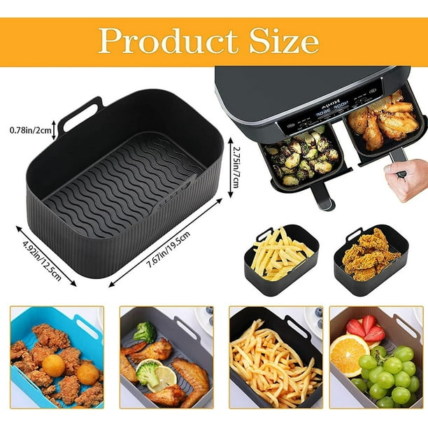 COLEESON Air Fryer Silicone liner for Ninja Dual Air Fryer, Reusable  AirFryer Liners for Ninja AF300UK AF400UK, Silicone Air Fryer Pot Basket