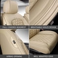 thumbnail image 6 of Front Seat Covers Fit for Nissan Versa 2006-2026, Premium Faux Leather Waterproof Breathable Anti‑Slip Seat Protectors, Beige, 6 of 7