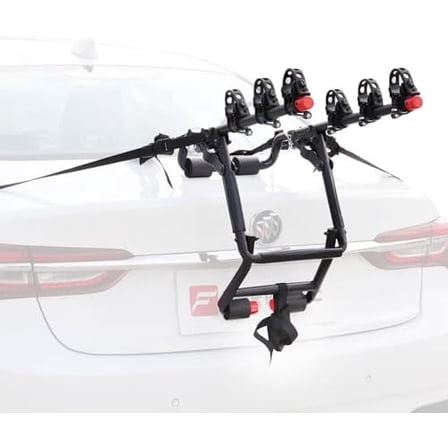 Premium Trunk Mount Rack Carries 3 Bikes, Portable Adjustable Bike Rack for Car, SUV, Hatchback, Black