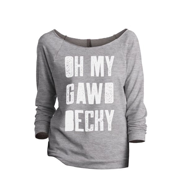 Oh My Gawd Becky Women's Fashion Slouchy 3/4 Sleeves Raglan Lightweight Sweatshirt Sport Grey Medium