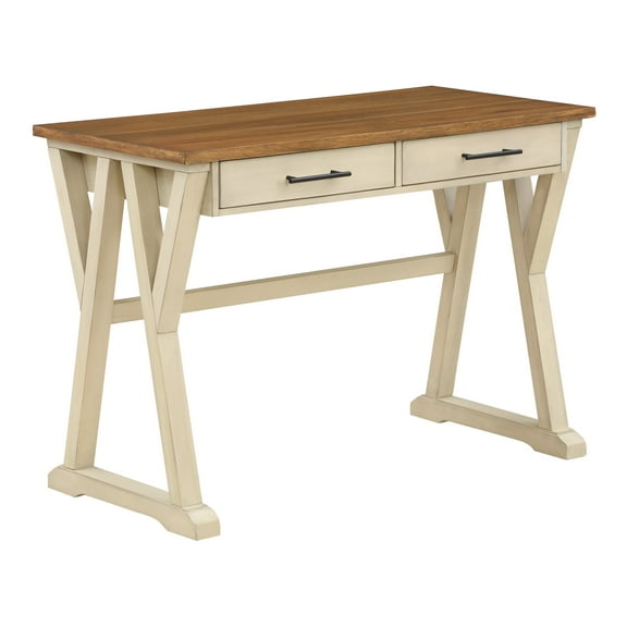 Jericho Rustic Writing Desk w/ Drawers in Antique White in Engineered Wood
