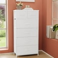 thumbnail image 5 of Dresser for Bedroom Tall Skinny Dresser Storage Tower - Sturdy Steel Frame, Wood Top, Fabric Bins, Wood Handles - Organizer Unit for Entryway, Hallway, Closets - 6 Drawers (Beige), 5 of 9