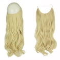 thumbnail image 2 of SHCKE Fish Line Extensions 20 Inch Invisible Hair Extensions with Transparent Fish Line Removable Secure Clips Synthetic Wavy Curly Secret Hairpiece Bleach Blonde, 2 of 6