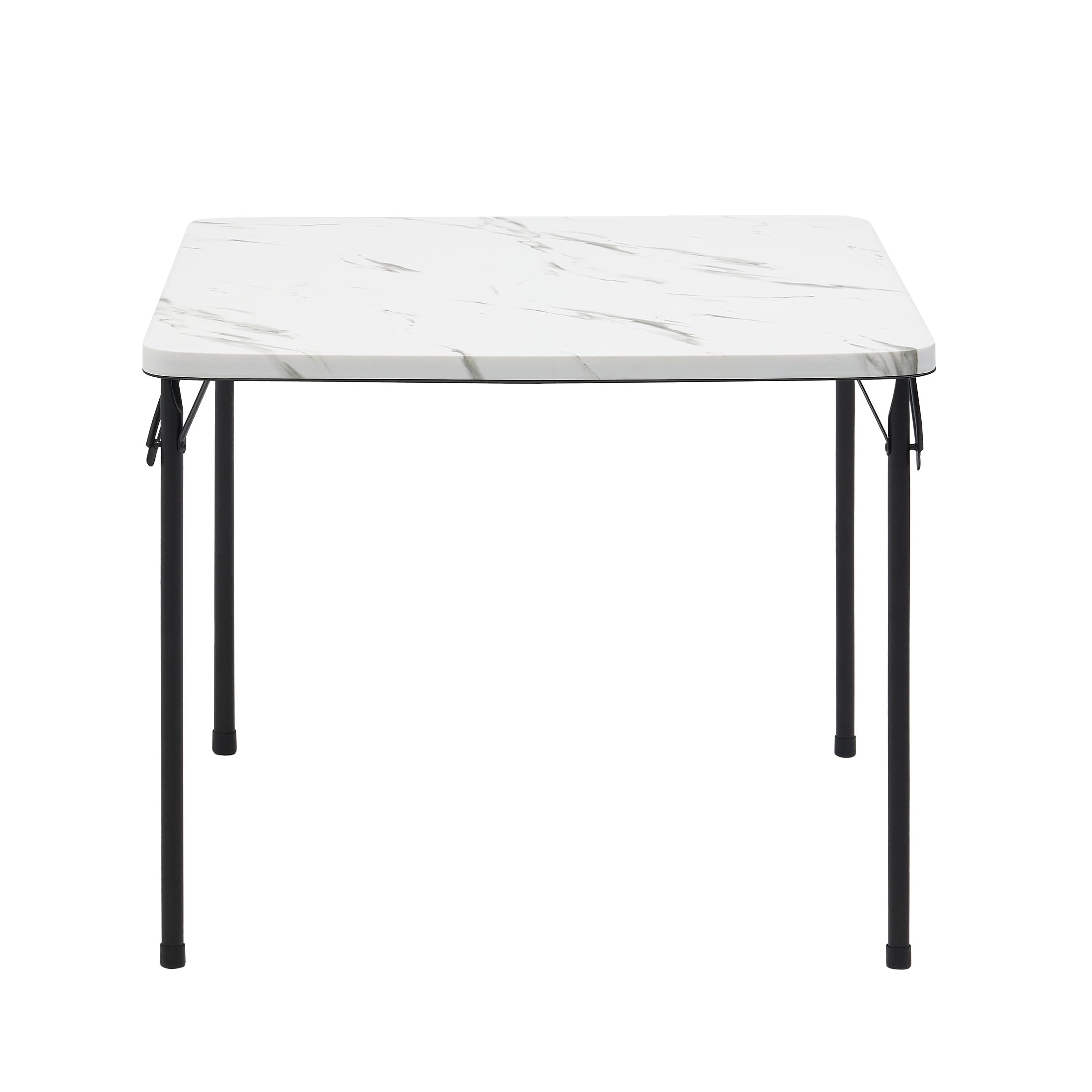Mainstays 34" Fixed Table Top Folding Legs Card Table, Faux White Marble