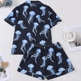 thumbnail image 5 of Outfits for Women Airy Stylish Print Lapel Short Sleeve Buttoned Pocket Top And Shorts 2 Piece Loungewear Women's Clothing Sets L, 5 of 9