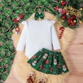thumbnail image 4 of REgarm Babies First Christmas Outfit Girl Long Sleeve Romper Christmas Print Skirt Headband Sets Newborn Infant Christmas Clothes 0-3 Months,Green, 4 of 7