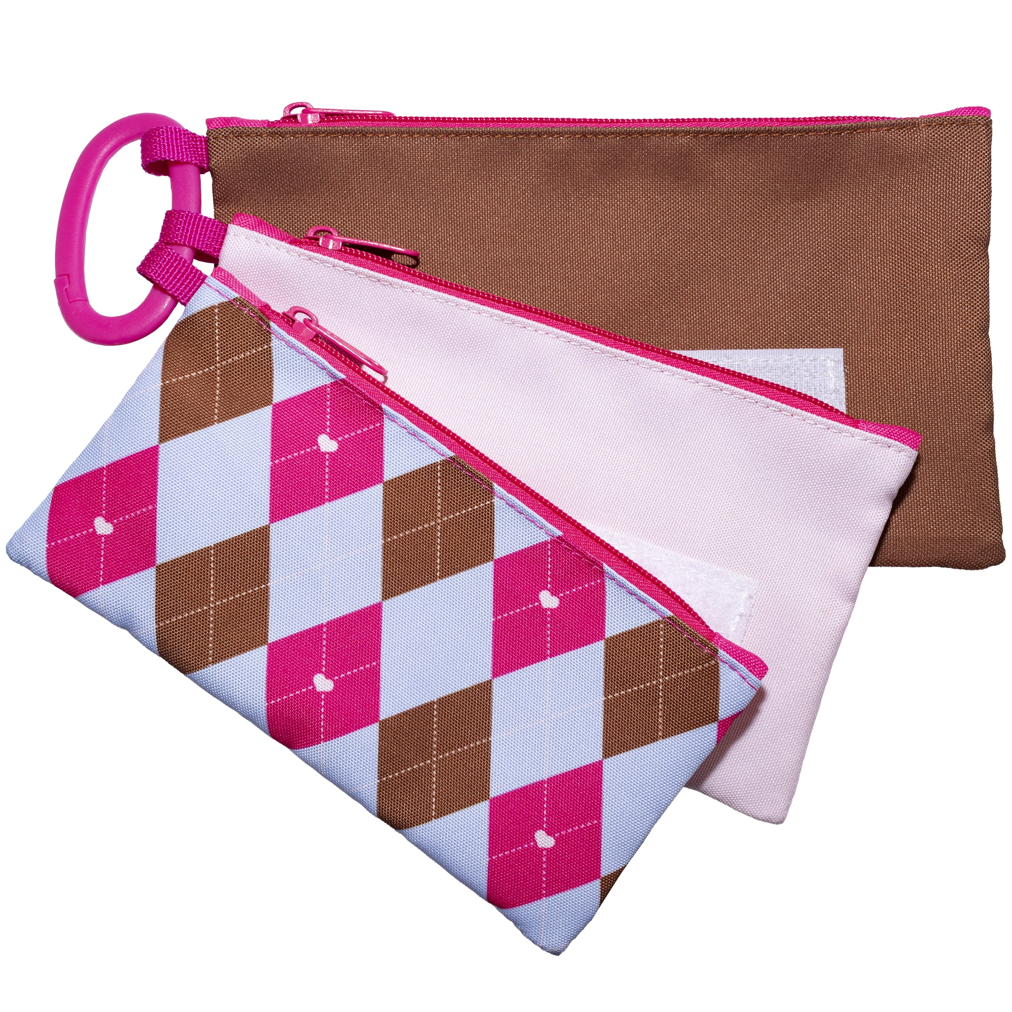 Pen+Gear 3 Pouch Pencil Case, Pink, For School, Office and Accessory