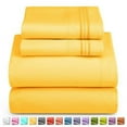 thumbnail image 3 of 1800 Thread Count 3 Piece Deep Pocket Egyptian Comfort Bedroom Bedding Sheet Set Twin XL Size Yellow Colour, 3 of 6