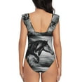 thumbnail image 5 of Goofa Running Horse Print Women's Ruffled One Piece Swimsuit V Neck, 5 of 7
