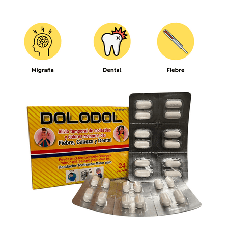 Dolodol Relief Caplets to Alleviate Migraine Symptoms Toothache - 24 Count